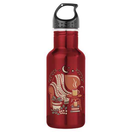 Gemütliche Lesecke für Kaffeeliebhaber Edelstahlflasche (Vorderseite)
