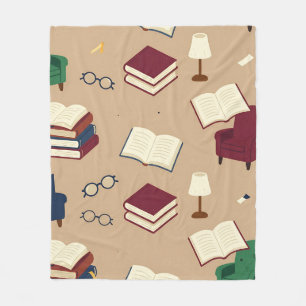 Gemütliche Leseecke Bücher Muster Fleecedecke