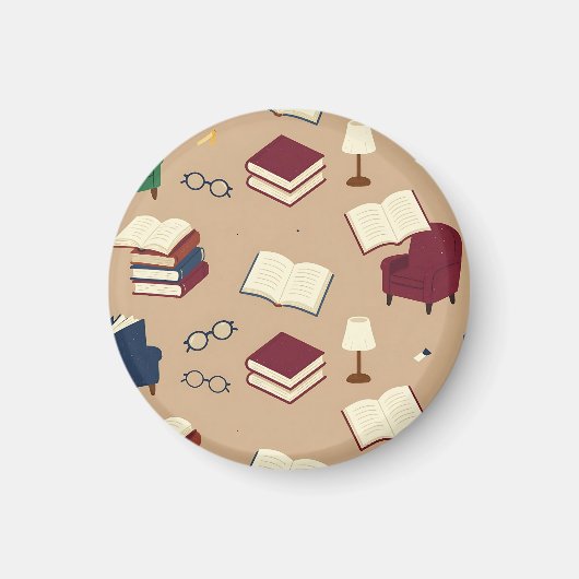 Gemütliche Leseecke Bücher Muster Magnet (Vorne)