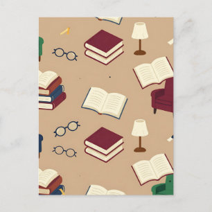Gemütliche Leseecke Bücher Muster Postkarte