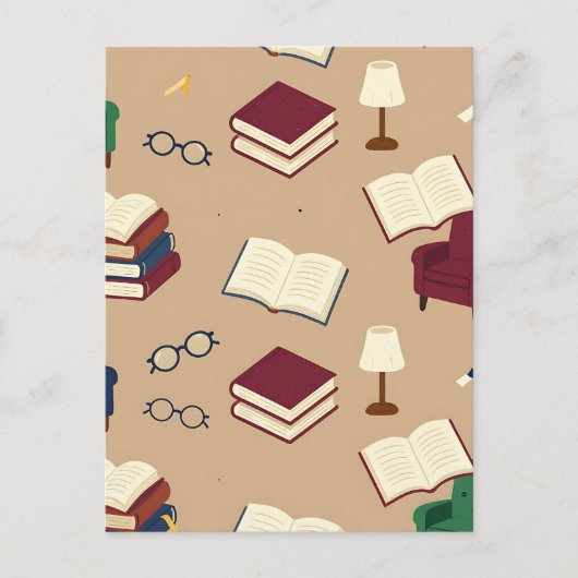 Gemütliche Leseecke Bücher Muster Postkarte (Vorderseite)