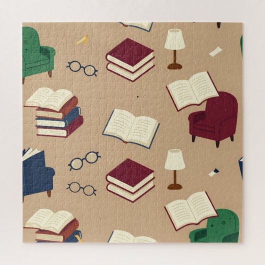 Gemütliche Leseecke Bücher Muster Puzzle (Vertikal)