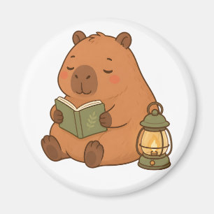 Gemütliche Lesekapybara-Laterne Kawaii Kühlschrank Magnet