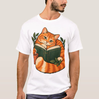 Gemütliche Lesekatze Buchliebhaber T-Shirt
