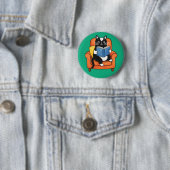 Gemütliche Lesekatze im Sessel Bücherliebhaber Button (Beispiel)
