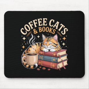 Gemütliche Lesekatze Kaffee- und Bücherliebhaber-K Mousepad
