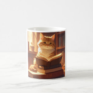 Gemütliche Lesekatze Kaffeetasse