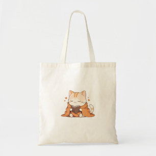 Gemütliche Lesekatze Kawaii Bücherwurm Kätzchen De Tragetasche