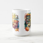 Gemütliche Lesemug — gerahmtes Wandbild & Bücherre Kaffeetasse (Mittel)