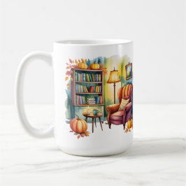 Gemütliche Lesemug — gerahmtes Wandbild & Bücherre Kaffeetasse