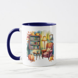 Gemütliche Lesemug — gerahmtes Wandbild & Bücherre Tasse