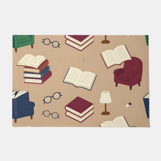 Gemütliche Lesenische Bücher Muster Fußmatte (Vorderseite)
