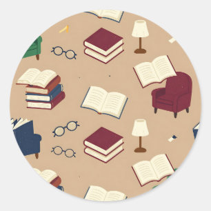 Gemütliche Lesenische Bücher Muster Runder Aufkleber