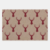 Gemütliche Moderne Hirsche Kraft Karierte Weihnach Geschenkpapier Set (Vorderseite)