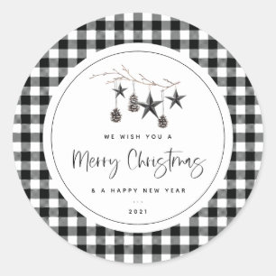 gemütliche Naturweihnachtszeit Runder Aufkleber