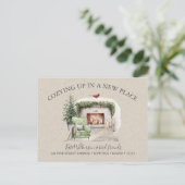 Gemütliche neue Adresse mit Fireplace Holiday Postkarte (Stehend Vorderseite)