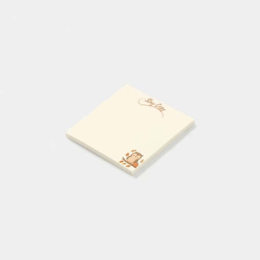 Gemütliche Niedliche Eule mit Herbstblättern bleib Post-it Klebezettel (angewinkelt)