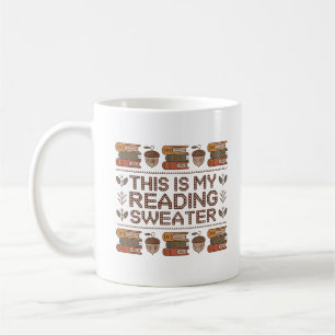Gemütliche Nordic Reading Sweater Muster Bücher un Kaffeetasse