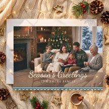 Gemütliche nordische Familienfoto-Weihnachtsfeiert