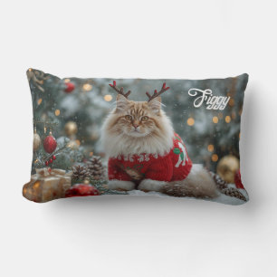 Gemütliche Norwegische Waldkatze Weihnachten Perso Lendenkissen