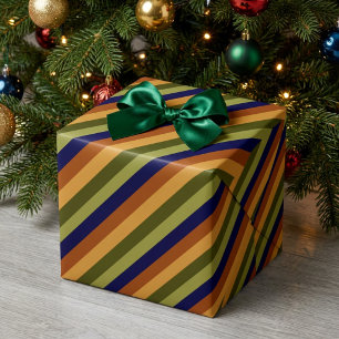 Gemütliche Oliven Grün Navy Blau Streifen Geschenk Geschenkpapier