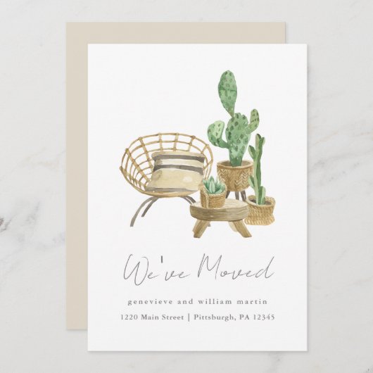 Gemütliche Pflanze Neue Zuhause-Moving Ankündigung (Vorne/Hinten)