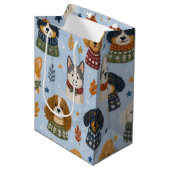 Gemütliche Pullover-Welpen Winter-Hund-Muster Mittlere Geschenktüte (Vorderseite Schrägansicht)