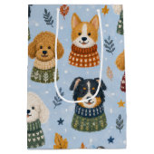 Gemütliche Pullover-Welpen Winter-Hund-Muster Mittlere Geschenktüte (Rückseite)