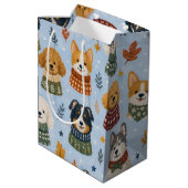 Gemütliche Pullover-Welpen Winter-Hund-Muster Mittlere Geschenktüte (Rückseite Schrägansicht)