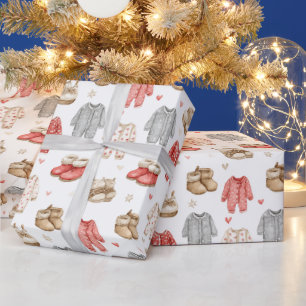Gemütliche Pyjamas Boho-Babyparty-Muster Geschenkpapier
