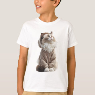 Gemütliche Ragdoll-Katze in gestrickter Sweatshirt T-Shirt