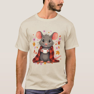 Gemütliche Ratte oder Maus in Blanket Kaffee Herbs T-Shirt