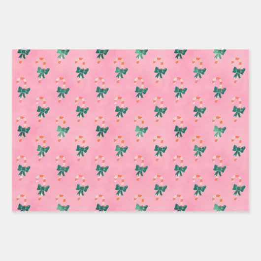 Gemütliche rosa Candy Canes & Nature Geschenkpapier Set (Vorderseite 2)