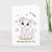 Gemütliche rosa Katze Karte (Vorderseite)