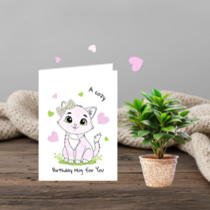 Gemütliche rosa Katze Karte