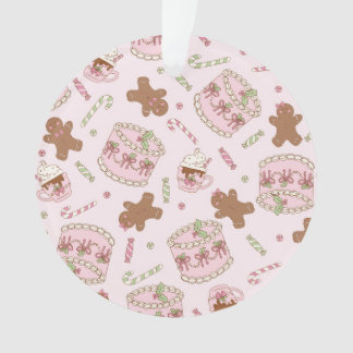 Gemütliche rosa Pastell-Torte- und Schleifen-Weihn Ornament