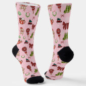 Gemütliche rosa Weihnachts-Gingerbread-Socken Socken (Gewinkelt)