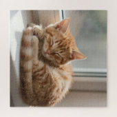 Gemütliche rote Katze sonnt sich im Nickerchen Puzzle (Horizontal)