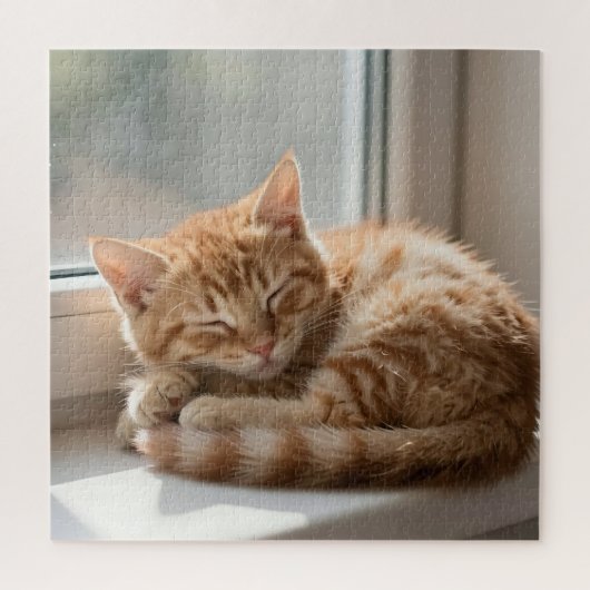 Gemütliche rote Katze sonnt sich im Nickerchen Puzzle (Vertikal)