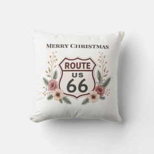 Gemütliche Route 66 Weihnachts-Blumen-Dekoration Kissen