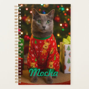 Gemütliche Russische Blaue Katze Weihnachten Perso Planer