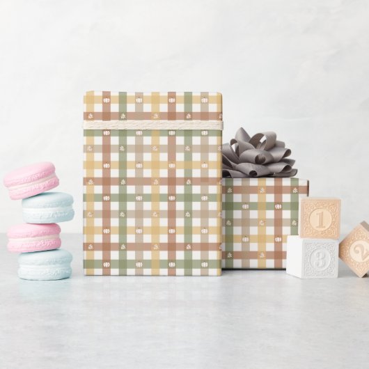 Gemütliche rustikale Gingham-Muster-Wrap-Rolle Geschenkpapier (Babyparty)