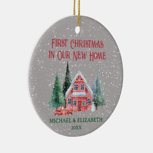 Gemütliche Rustikale Hütte Erster Weihnachtsfest N Keramik Ornament (Rechts)