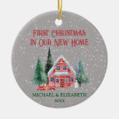 Gemütliche Rustikale Hütte Erster Weihnachtsfest N Keramik Ornament (Vorne)
