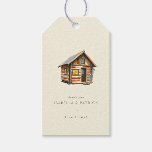 Gemütliche rustikale Wasserfarbenhütte Geschenkanhänger (Vorderseite)