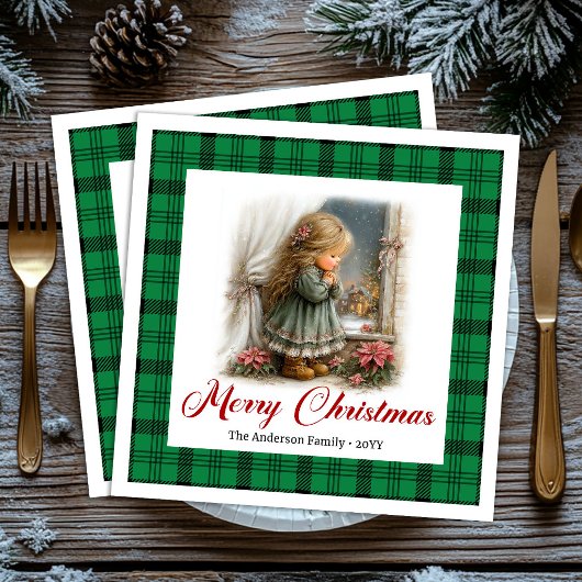 Gemütliche Rustikale Weihnachtsszene Benutzerdefin Serviette