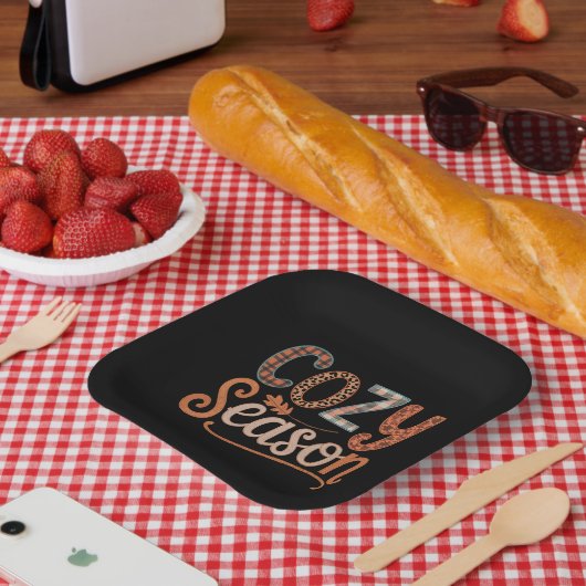 Gemütliche Saison Retro Herbst Wird gemütlich Ernt Pappteller (Picknick)