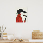 Gemütliche Saluki-Kaffee-Illustration Poster (Küche)