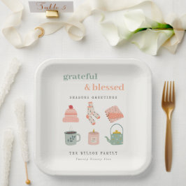 Gemütliche Scandi Winter Essential Frohen Festtage Pappteller