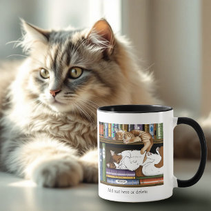 Gemütliche schlafende Katzen Bücherregal Illustrat Tasse